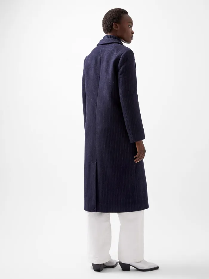 French Connection Arlana Pinstripe Coat NavyGrey Woman Coats and Jackets