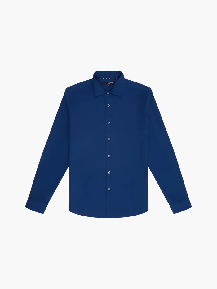 French Connection Cutaway Collar Stretch Shirt Blue Man Shirts