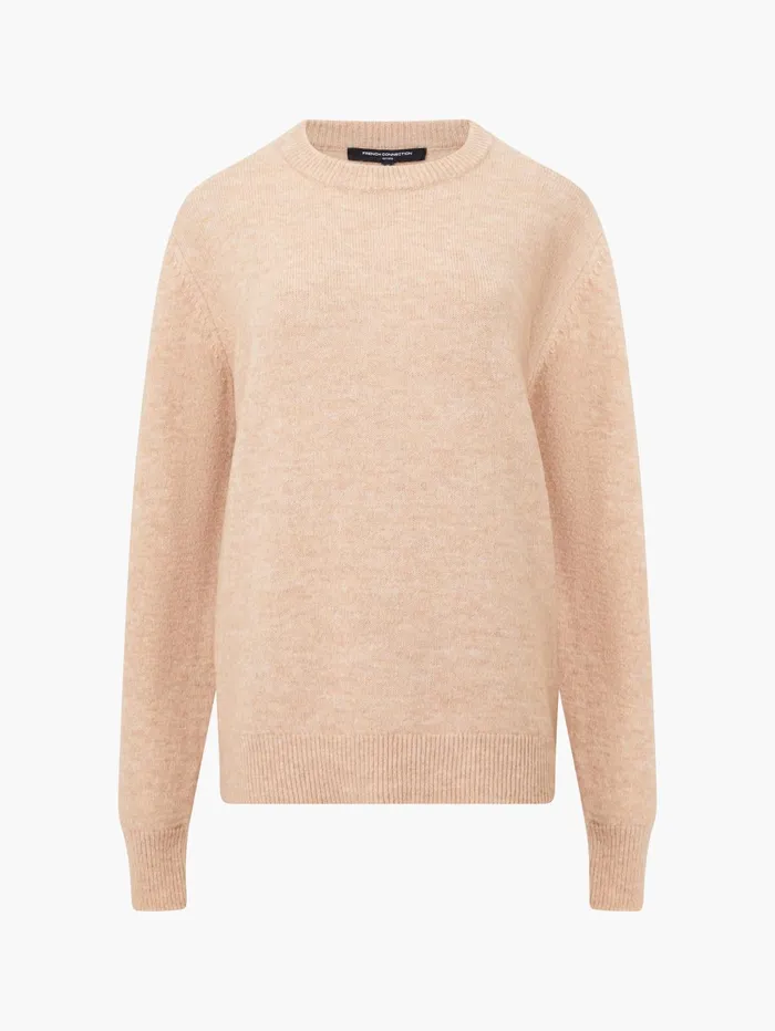 French Connection Kesia Recycled Crew Neck Jumper Camel Mel Woman Jumpers and Cardigans