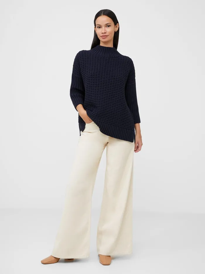 French Connection Mozart Popcorn High Neck Jumper Nocturnal Woman Jumpers and Cardigans