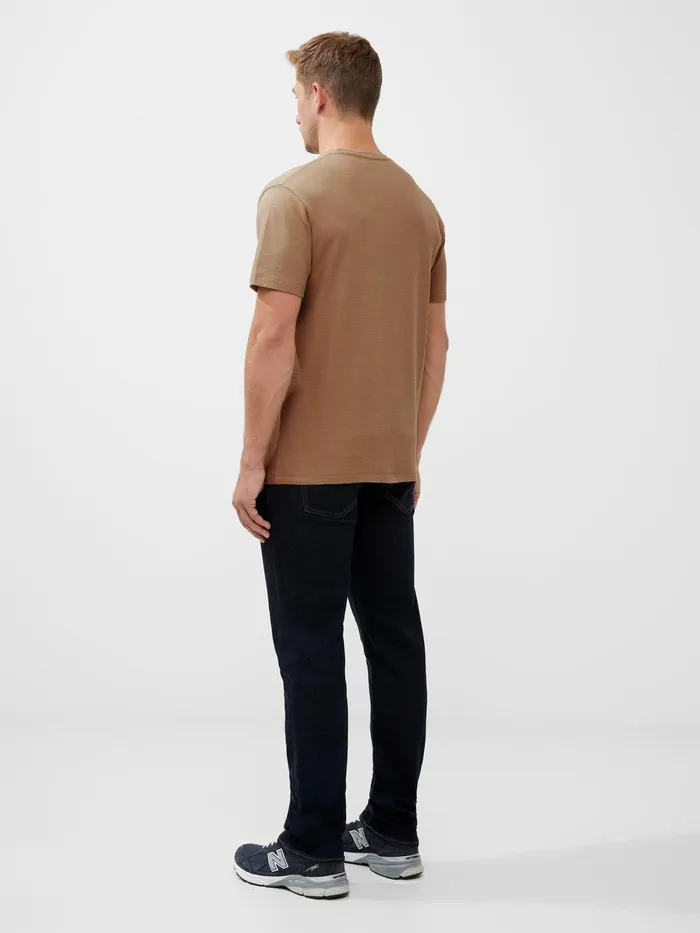 French Connection Short Sleeve Ottoman Texture TShirt Tobacco Man TShirts and Polo Shirts