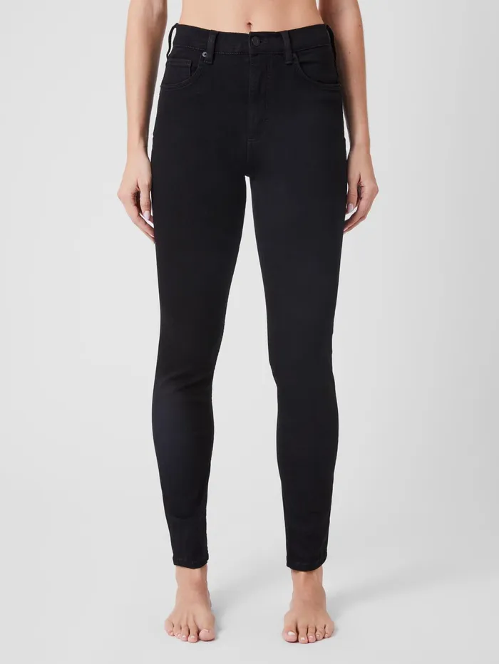 French Connection Soft Stretch Denim High Rise Skinny Jeans 30 Inch Black Woman Trousers