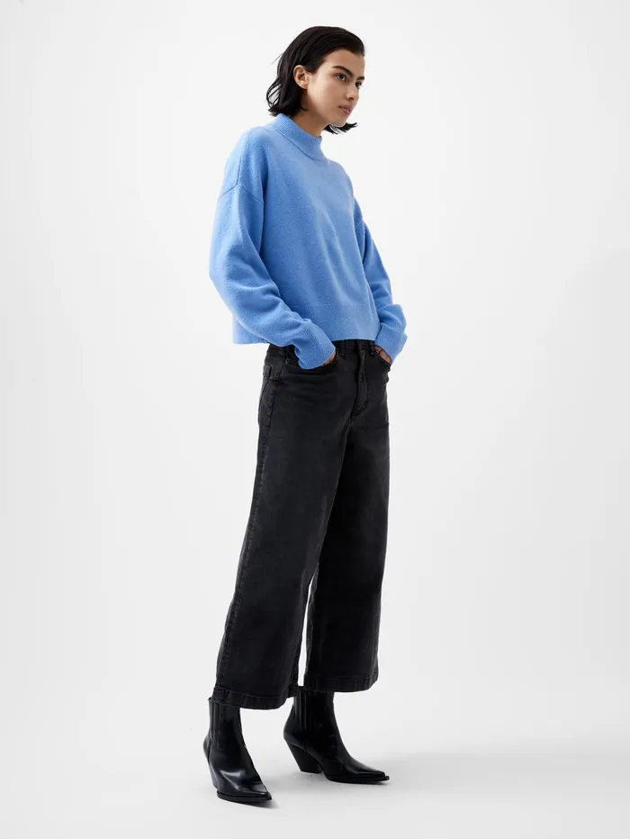 French Connection Vhari Recycled Grown On Neck Jumper Dusted Blue Woman Jumpers and Cardigans