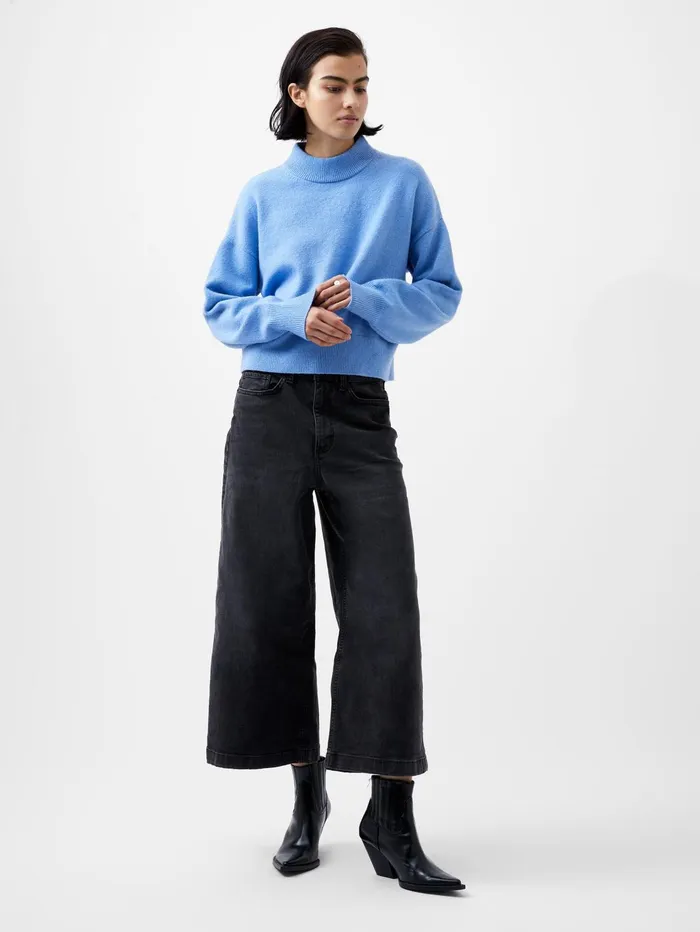 French Connection Vhari Recycled Grown On Neck Jumper Dusted Blue Woman Jumpers and Cardigans
