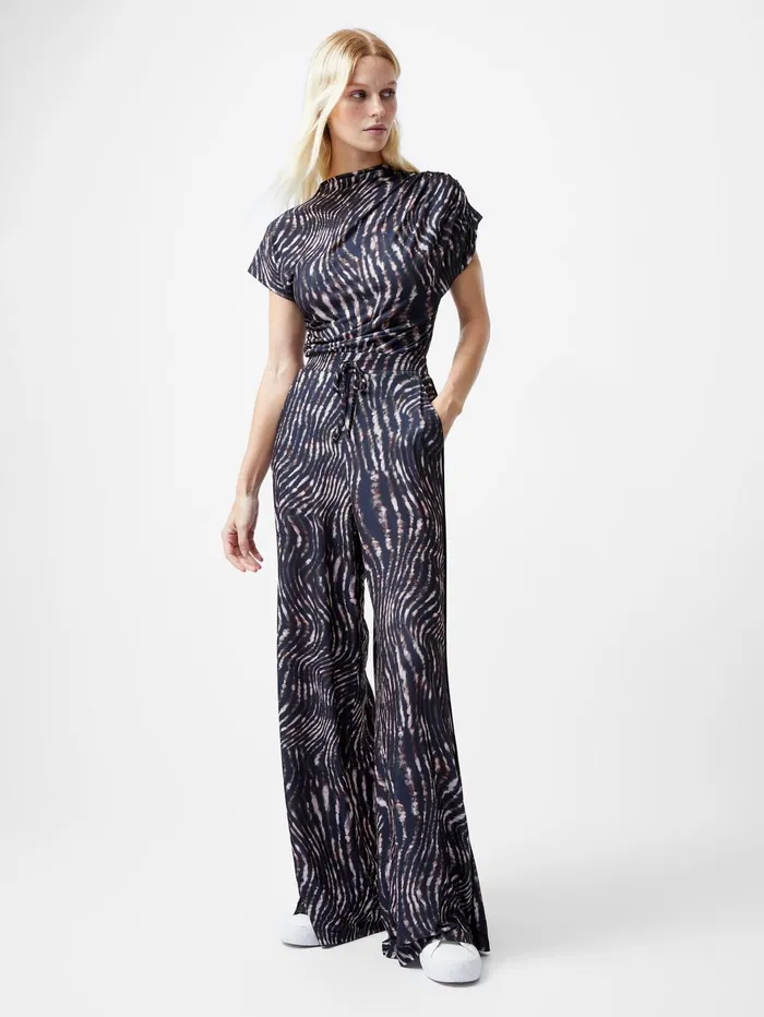 French Connection Zina Portia Wide Leg Printed Trousers Brown Multi Woman Trousers