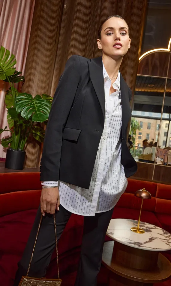 Generation Love Clothing Aimee Crepe Blazer Black Women Blazers and Jackets