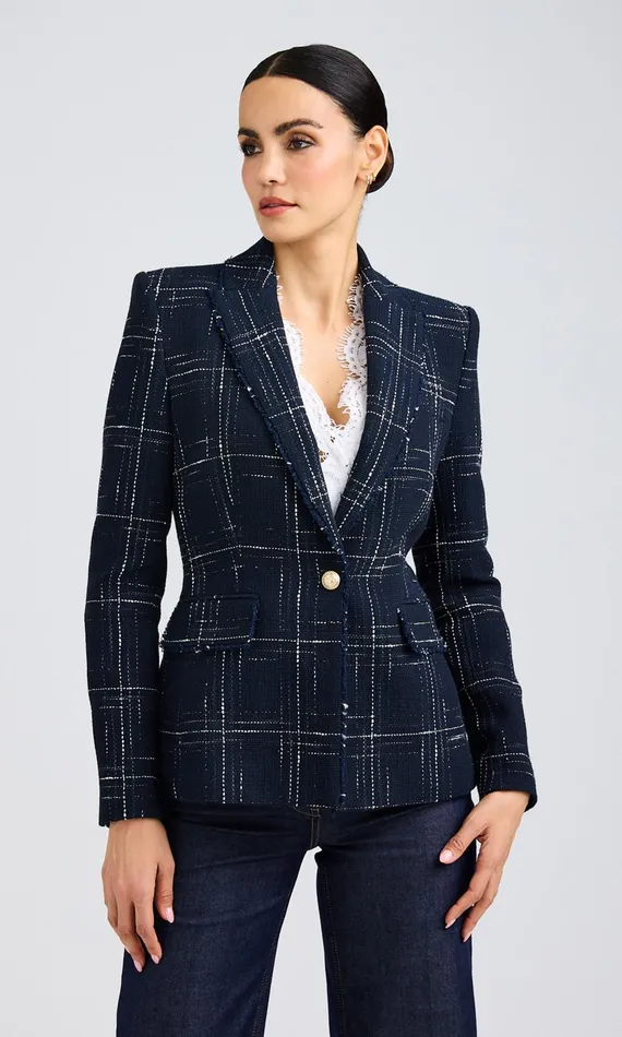 Generation Love Clothing Aimee Windowpane Tweed Blazer Navywhite Women Blazers and Jackets Generation Love Clothing Aimee Windowpane Tweed Blazer Navywhite Women Blazers and Jackets