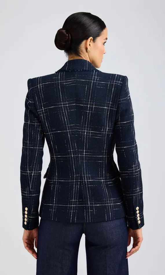 Generation Love Clothing Aimee Windowpane Tweed Blazer Navywhite Women Blazers and Jackets