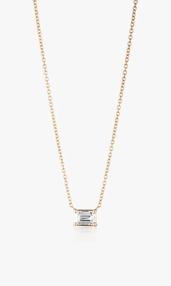 Generation Love Clothing Cherie Emerald Cut East West Pendant 51 Carat Yellow Gold Women Fine Jewelry