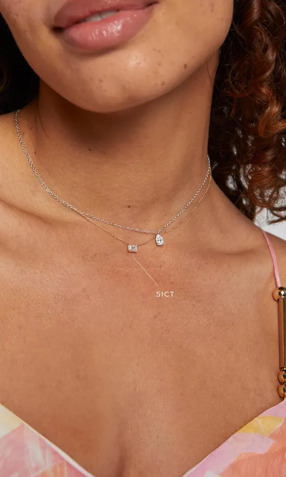 Generation Love Clothing Cherie Emerald Cut East West Pendant 51 Carat Yellow Gold Women Fine Jewelry