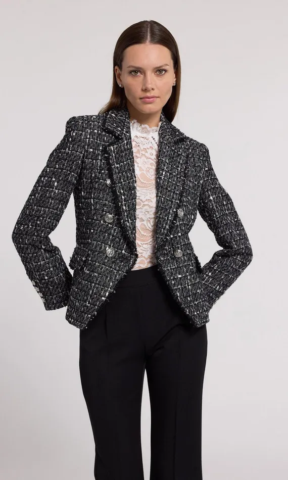 Generation Love Clothing Eliza Tweed Blazer Grey Multi Women Blazers and Jackets