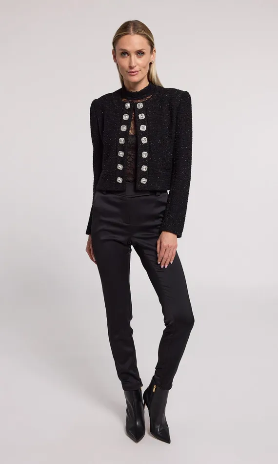 Generation Love Clothing Kaiden Tweed Jacket Black Women Blazers and Jackets