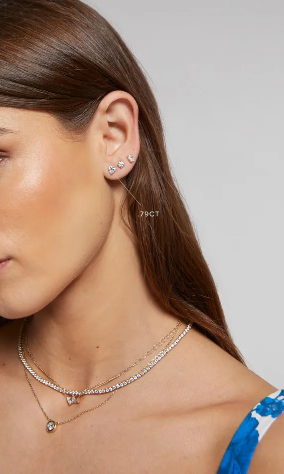 Generation Love Clothing Le Premier Amour Heart Cut Single Stud 79 Carat White Gold Women Fine Jewelry