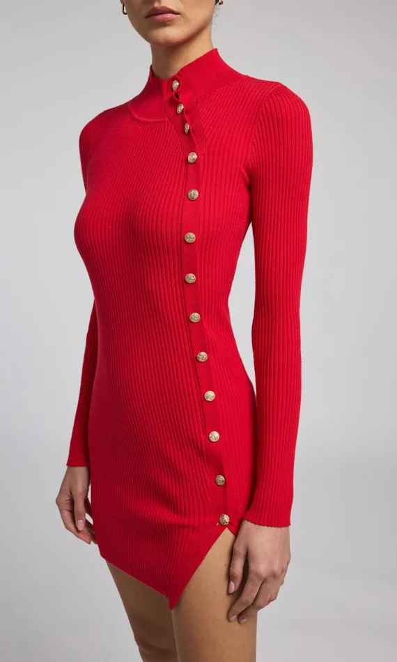 Generation Love Clothing Yara Rib Dress Red Women Sweaters and Sweatshirts
