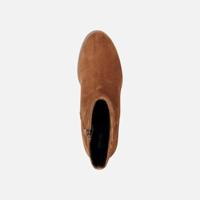 Geox Ankle Boots ELIDEA WEDGE Ankle Boots With Wedge Camel Woman Geox Dark Camel 8211 Woman