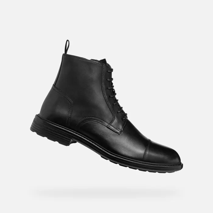 Geox Ankle Boots WALK PLEASURE MAN Black Ankle Boots With Laces Black 8211 Man