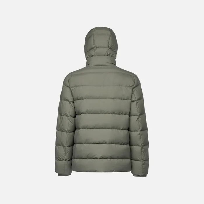 Geox Down Jackets ELVER MAN Light Olive Green Short Down Jacket Light Olive Green 8211 Man