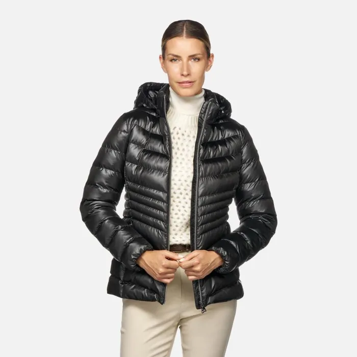 Geox Jackets ZOSMA WOMAN Black Quilted Jacket Black 8211 Woman