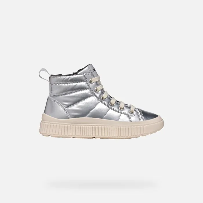 Geox Sneakers LAQUINNY GIRL Silver High Top Sneakers Silver 8211 Kids