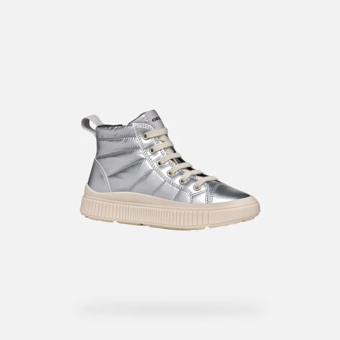 Geox Sneakers LAQUINNY GIRL Silver High Top Sneakers Silver 8211 Kids