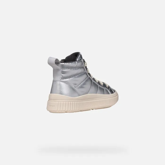 Geox Sneakers LAQUINNY GIRL Silver High Top Sneakers Silver 8211 Kids