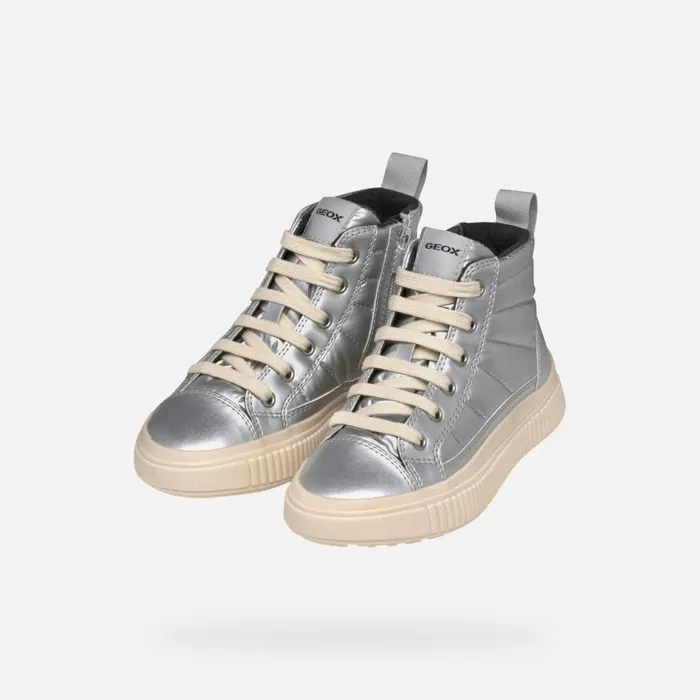 Geox Sneakers LAQUINNY GIRL Silver High Top Sneakers Silver 8211 Kids
