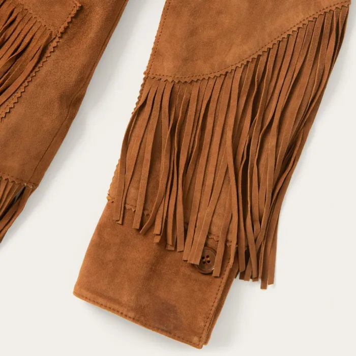 Jackets Women Stetson Lamb Suede Fringed Jacket Brown