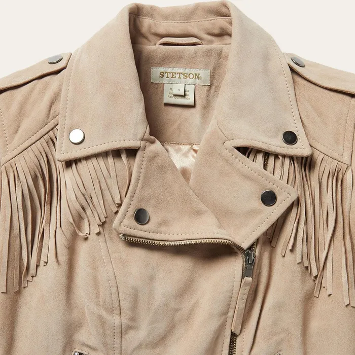 Jackets Women Stetson Premium Suede Moto Jacket Tan