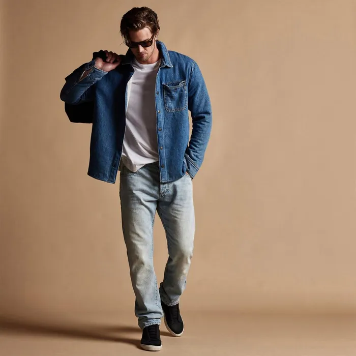 James Perse JacketsOuterwear Denim Sherpa Jacket Indigo 8211 Men