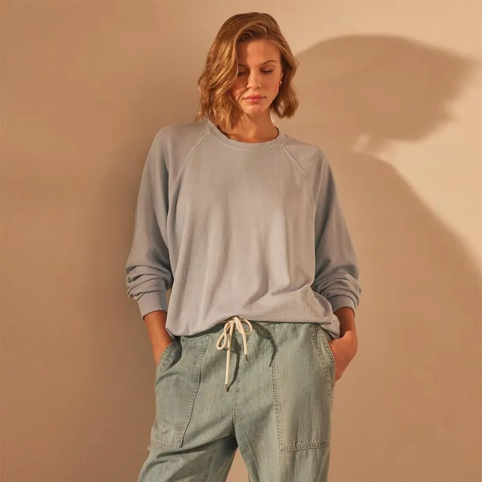 James Perse Sweat TopsBottoms Vintage French Terry Relaxed Sweatshirt Open Sky Pigment 8211 Women
