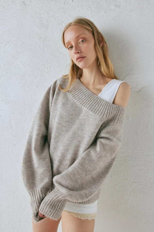 JumpersSweaters Women VRG GRL Alma Knit Jumper Grey Marle