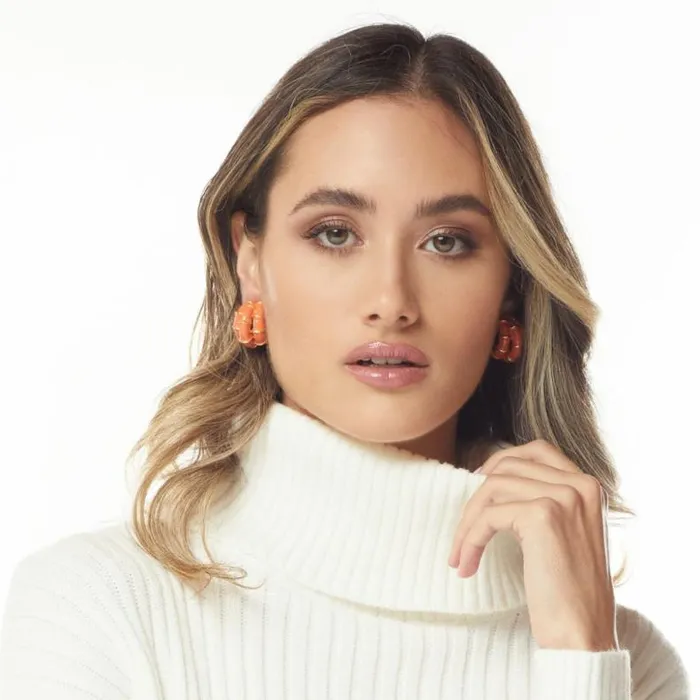 Kenneth Jay Lane Light Color Earrings Women Coral Bamboo Hoop Clip Earrings Kenneth Jay Lane Light Color Earrings Women Coral Bamboo Hoop Clip Earrings