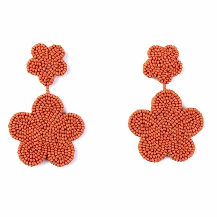 Kenneth Jay Lane Light Color Earrings Women Coral Bead Flower Earrings