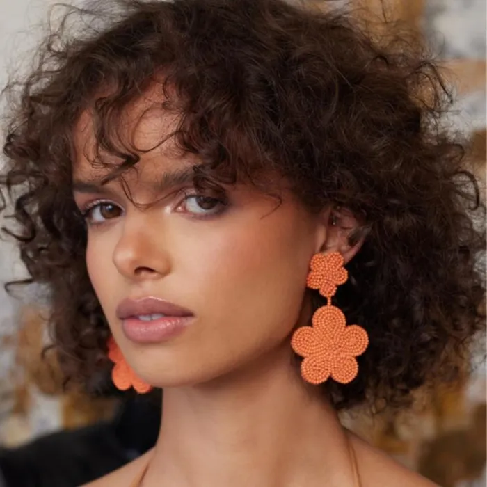 Kenneth Jay Lane Light Color Earrings Women Coral Bead Flower Earrings Kenneth Jay Lane Light Color Earrings Women Coral Bead Flower Earrings