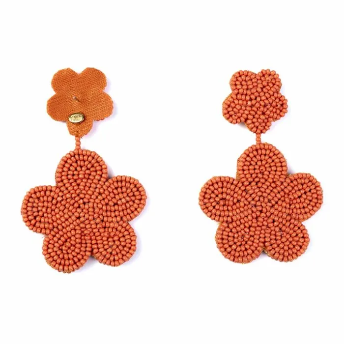 Kenneth Jay Lane Light Color Earrings Women Coral Bead Flower Earrings Kenneth Jay Lane Light Color Earrings Women Coral Bead Flower Earrings