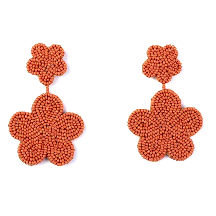 Kenneth Jay Lane Light Color Earrings Women Coral Bead Flower Earrings Kenneth Jay Lane Light Color Earrings Women Coral Bead Flower Earrings