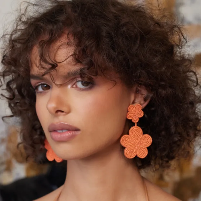Kenneth Jay Lane Light Color Earrings Women Coral Bead Flower Earrings Kenneth Jay Lane Light Color Earrings Women Coral Bead Flower Earrings