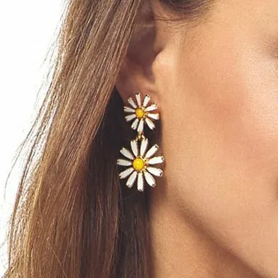 Kenneth Jay Lane Light Color Earrings Women Daisy Drop Pierced Earrings
