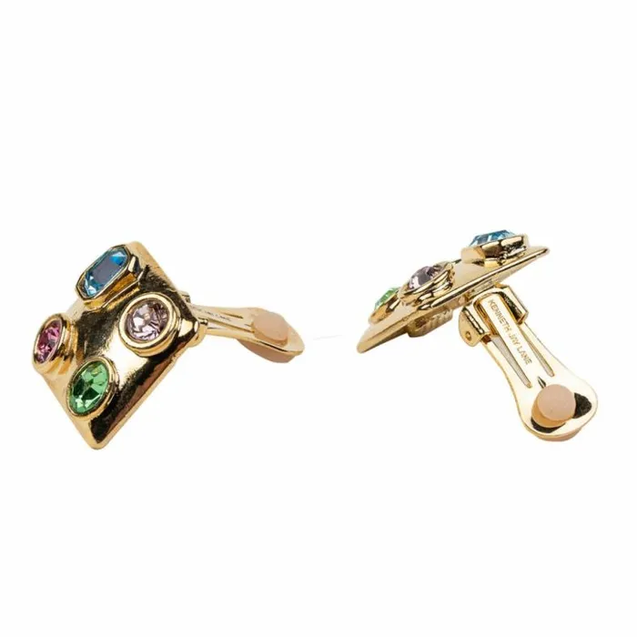 Kenneth Jay Lane Light Color Gem Earrings Women Pastel Multicolored Square ClipOn Earrings