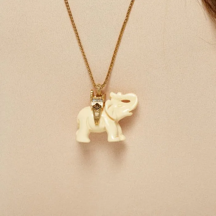 Kenneth Jay Lane Light Color Necklaces Women Ivory Elephant Pendant Necklace Kenneth Jay Lane Light Color Necklaces Women Ivory Elephant Pendant Necklace