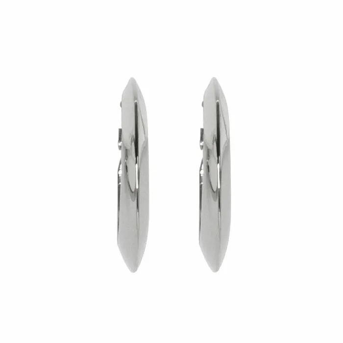 Kenneth Jay Lane Metallic Finish Earrings Women Polished Silver Tapered Hoop Clip Earrings