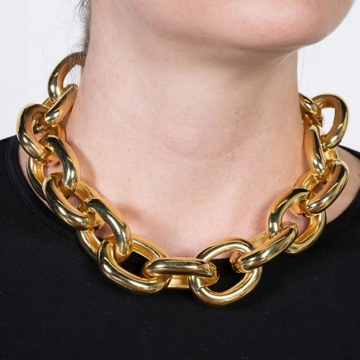 Kenneth Jay Lane Metallic Finish Necklaces Women Gold Link Necklace