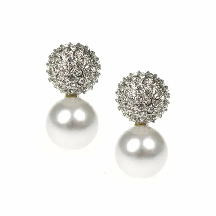 Kenneth Jay Lane Pearl Earrings Women Barbara Bush Rhinestone And Pearl Earrings