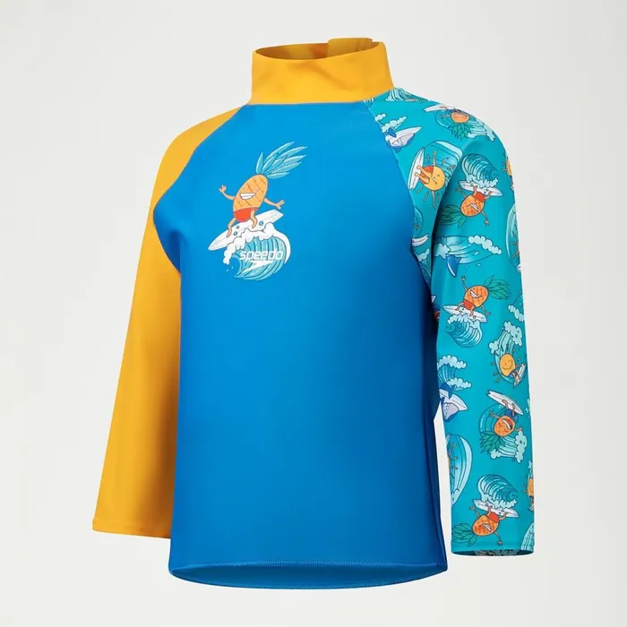 Kids Boy039s Rash Vests Speedo Infant Boys039 Long Sleeve Printed Rash Top BlueYellow