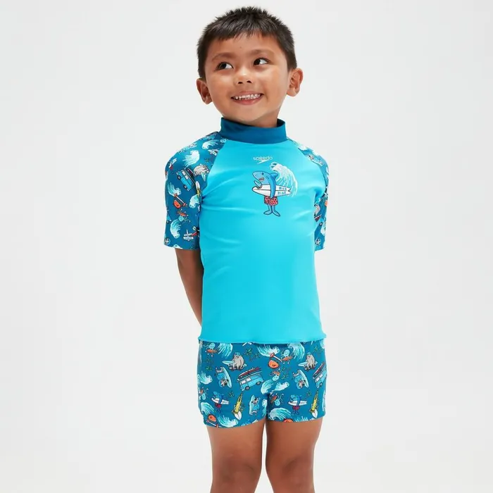 Kids Boy039s Rash Vests Speedo Infant Boys039 Short Sleeve Printed Rash Top Set Blue