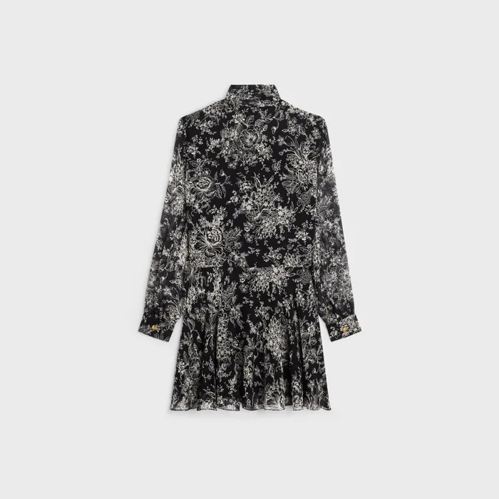 Lavallire Mini Dress In Silk Georgette Noircraie Women CELINE DRESSES AND SKIRTS