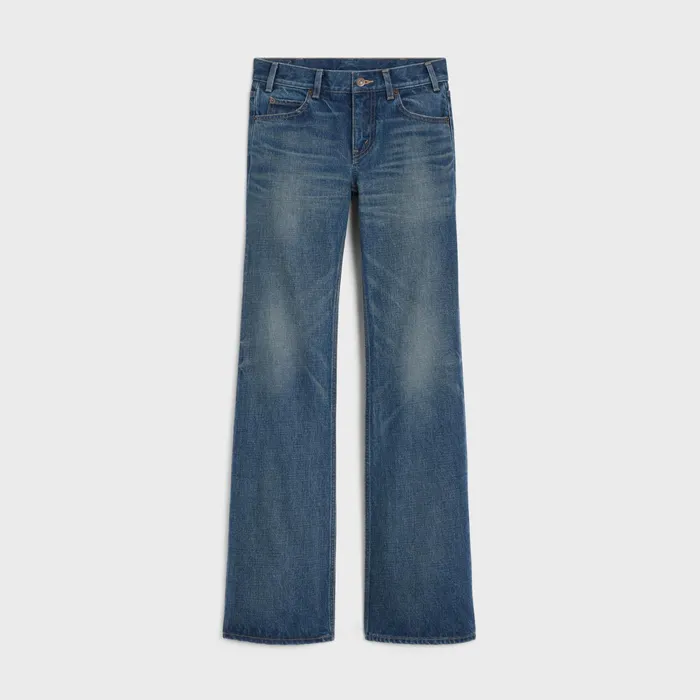Low Flare Jeans In Dark Union Wash Denim Dark Union Wash Women CELINE PANTS AND SHORTS