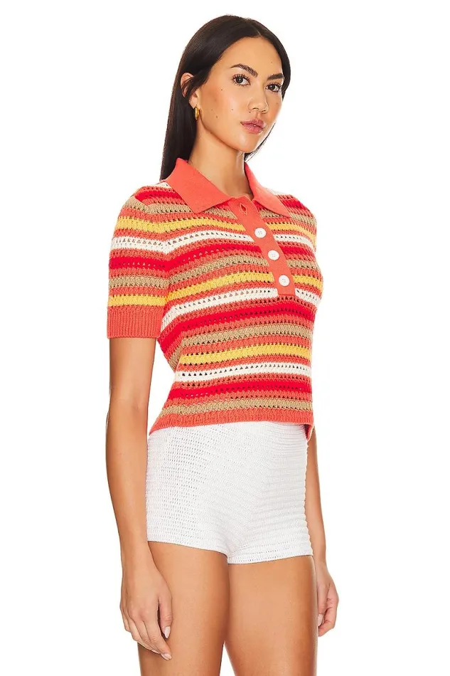 Lucia Polo Top Summer Red Women Lovers and Friends Tops
