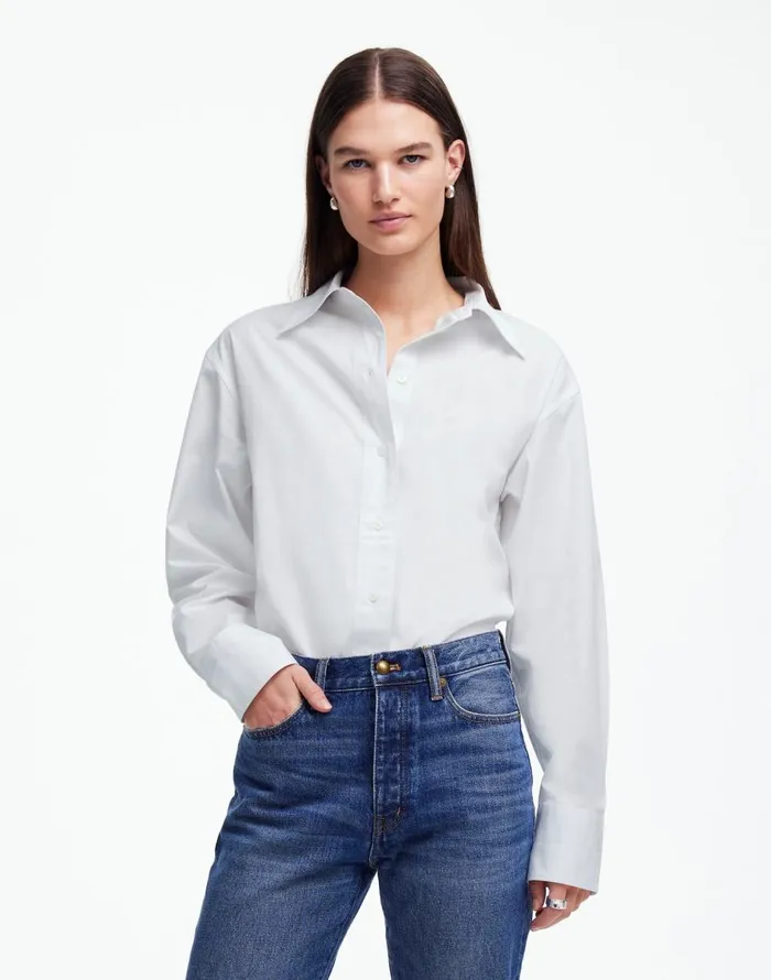 Madewell Alexa Chung For Madewell Poplin ButtonUp Shirt Eyelet White Women Tops and Shirts