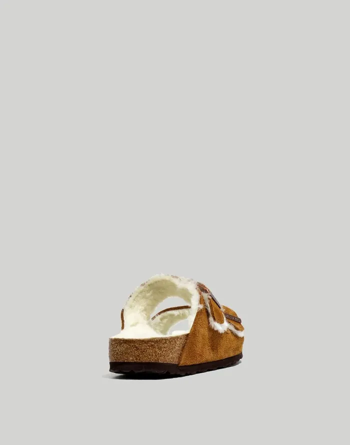 Madewell Birkenstock Suede Arizona Sandals In Shearling Mink Natural Women Sandals